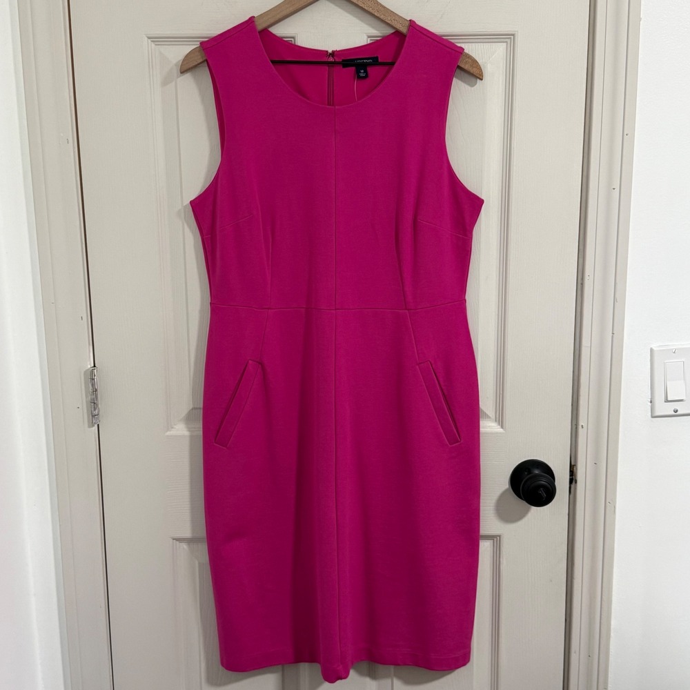 Lands End Womens Rich Magenta Sleeveless‎ Ponte Sheath Dress Size 12 NWT Pink